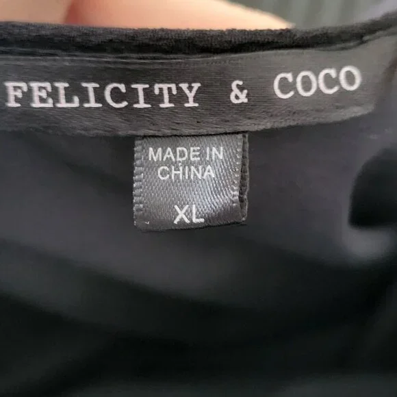 Felicity & Coco Women's Black Short Sleeve Dress with Circle Eyelet Design XL - Picture 3 of 4